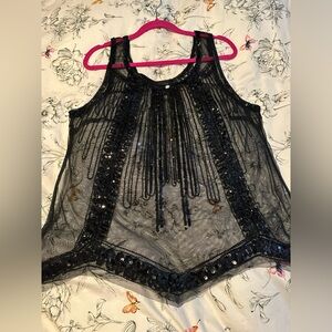 Torrid Black Sequined Sheer Blouse